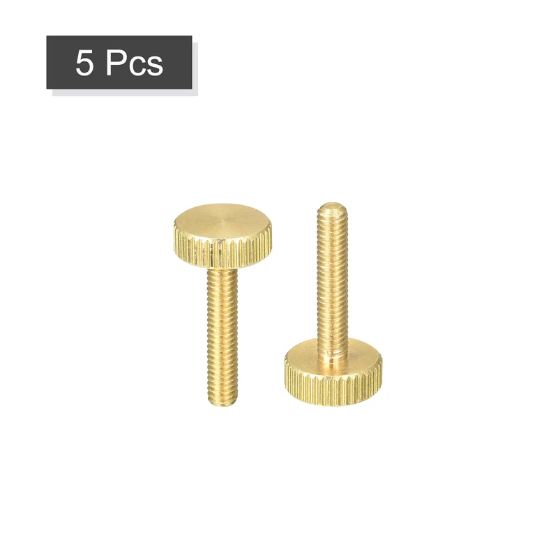 Knurled Thumb Screws, M4x20mm Flat Brass Bolts Grip Knobs Fasteners 5Pcs