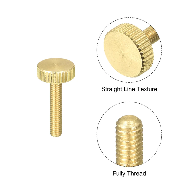 Knurled Thumb Screws, M4x20mm Flat Brass Bolts Grip Knobs Fasteners 5Pcs