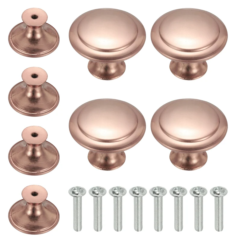 8Pcs Stainless Steel Knobs Single Hole Pull with Screw 30mm Red