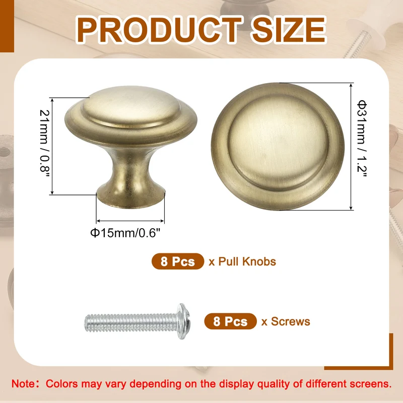 8Pcs Stainless Steel Knobs Single Hole Pull with Screw 30mm Cyan