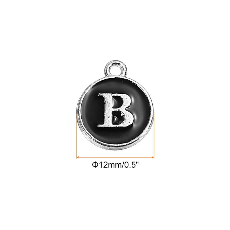 50 Pcs Alphabet B Enamel Letter Charm Enamel Initial Charm Black