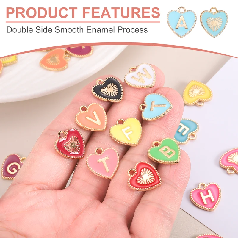 52 Pcs Letter Initial Charm A-Z Heart Letter Charm(Blue)