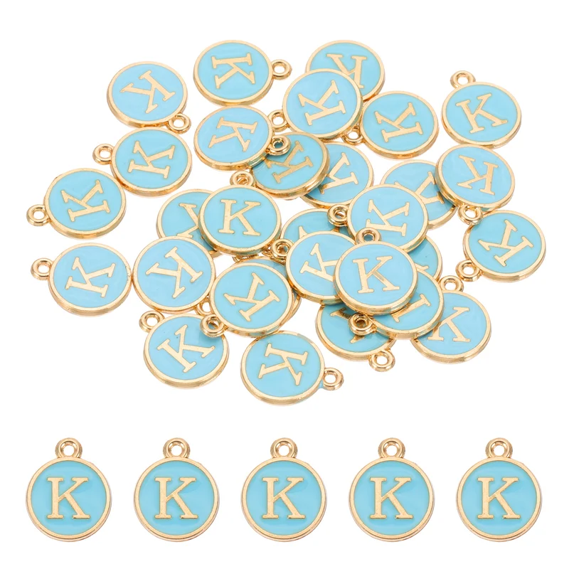 Letter Charm, 30 Pcs Capital Initial Alphabet K Letter Charm for Bracelet, Blue