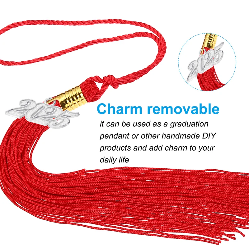 2025 Graduation Tassel Charm, 50 Pcs Alloy 2025 Year Large Letter Charm, Silver