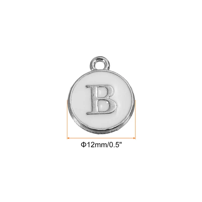 50 Pcs Alphabet B Enamel Letter Charm Enamel Initial Charm White