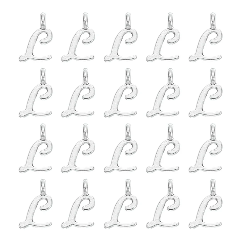 100Pcs A-Z Alphabet Charm, Metal Alphabet l Letter Charm Initial Charm, Silver