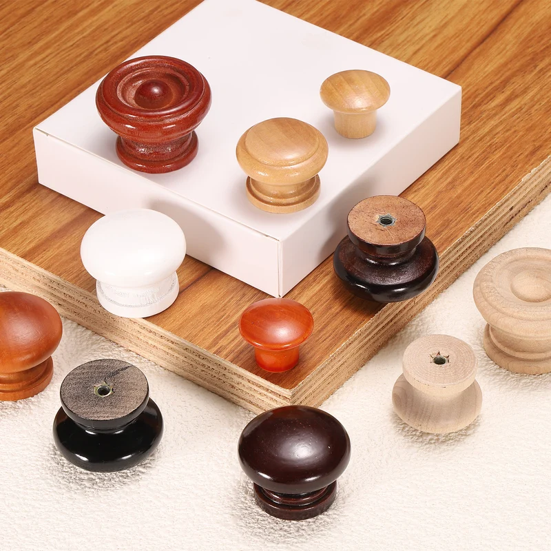 8pcs Wooden Knobs 28mm/1.1" Mushroom Shape Single Hole Drawer Wooden