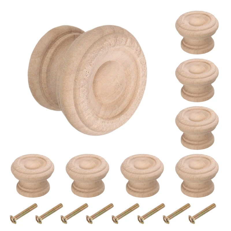 8pcs Wooden Knobs 37mm/1.5" Mushroom Shape Single Hole Drawer Wooden