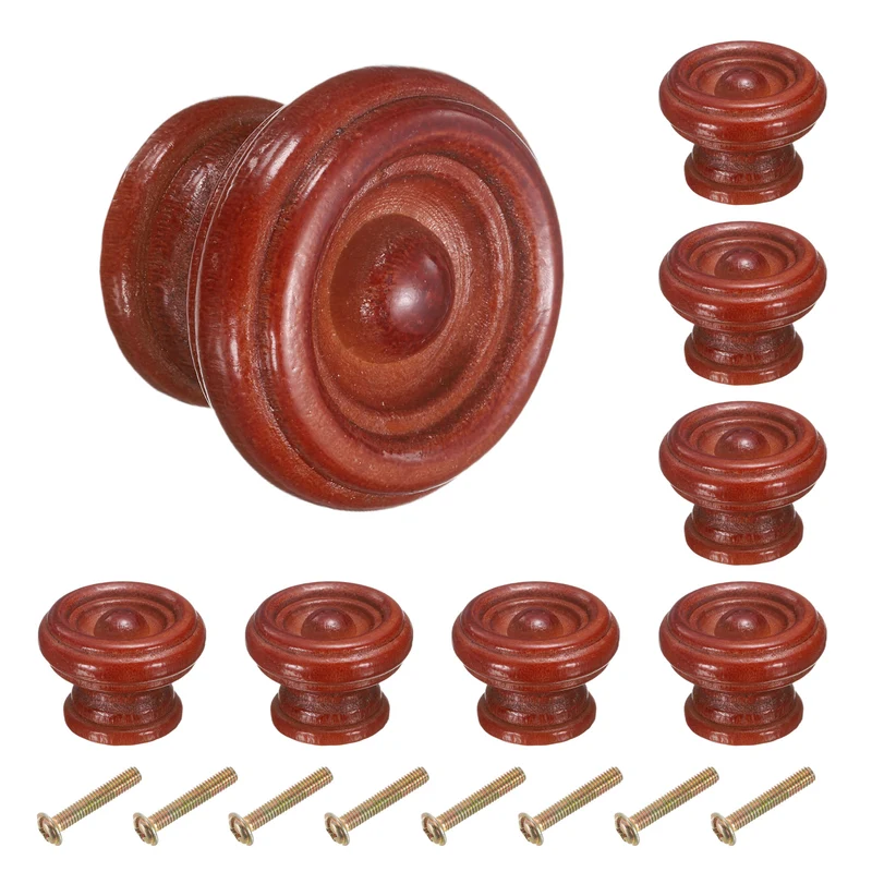 8pcs Wooden Knobs 37mm/1.5" Mushroom Shape Single Hole Drawer Khaki