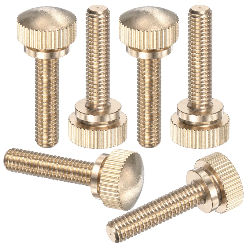 6-Pack Knurled Thumb Screws, M6x25mm Solid Brass Knobs Bolts