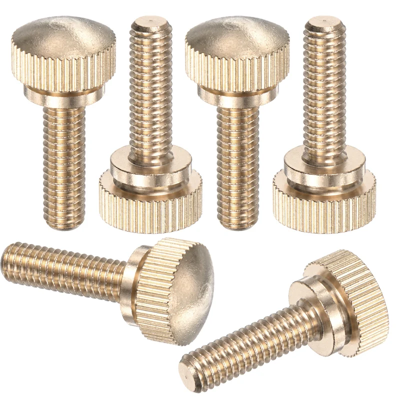 6-Pack Knurled Thumb Screws, M6x20mm Solid Brass Knobs Bolts