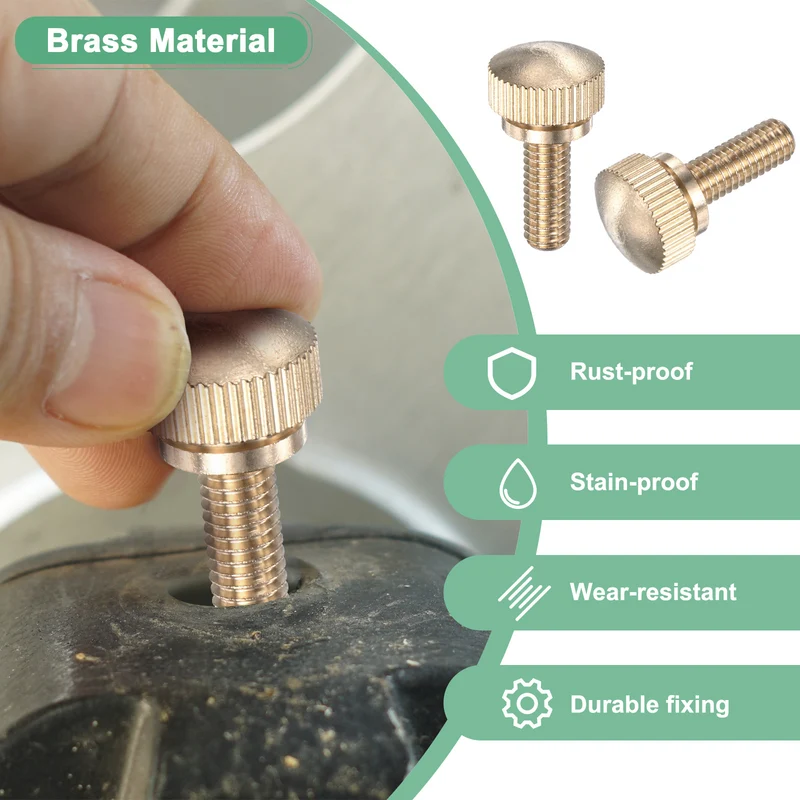 6-Pack Knurled Thumb Screws, M6x16mm Solid Brass Knobs Bolts