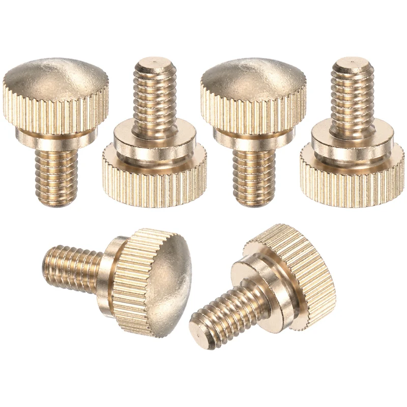 6-Pack Knurled Thumb Screws, M6x10mm Solid Brass Knobs Bolts