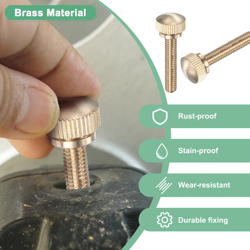 4-Pack Knurled Thumb Screws, M6x30mm Solid Brass Knobs Bolts