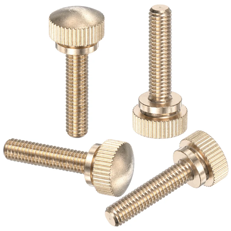 4-Pack Knurled Thumb Screws, M6x25mm Solid Brass Knobs Bolts