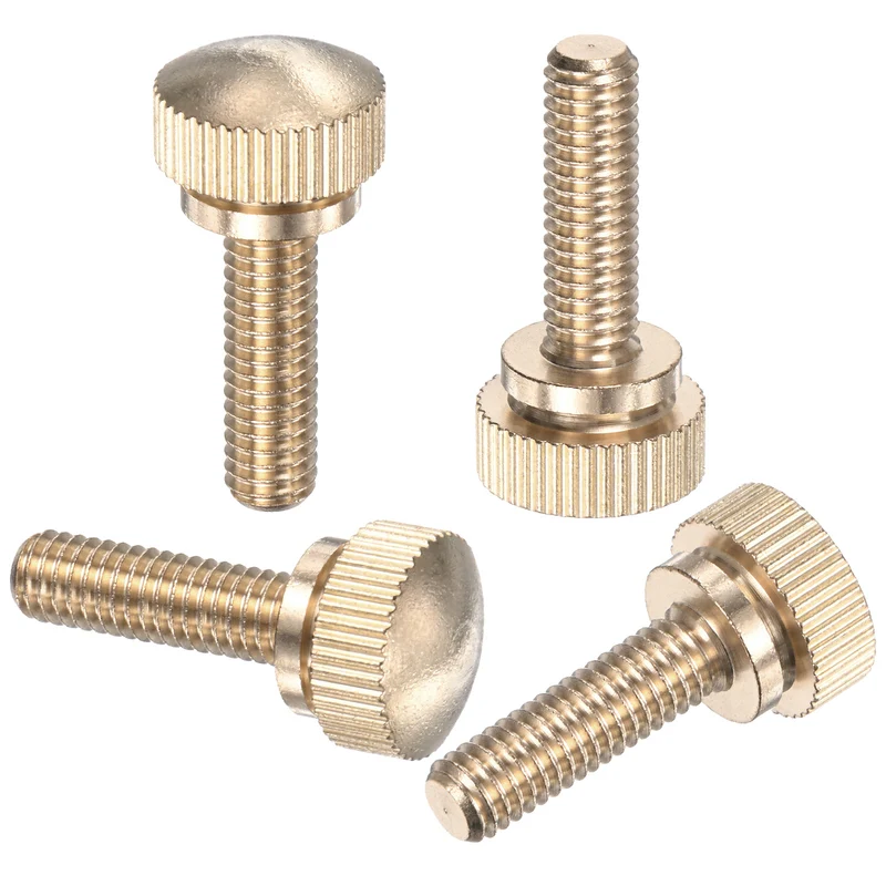 4-Pack Knurled Thumb Screws, M6x20mm Solid Brass Knobs Bolts