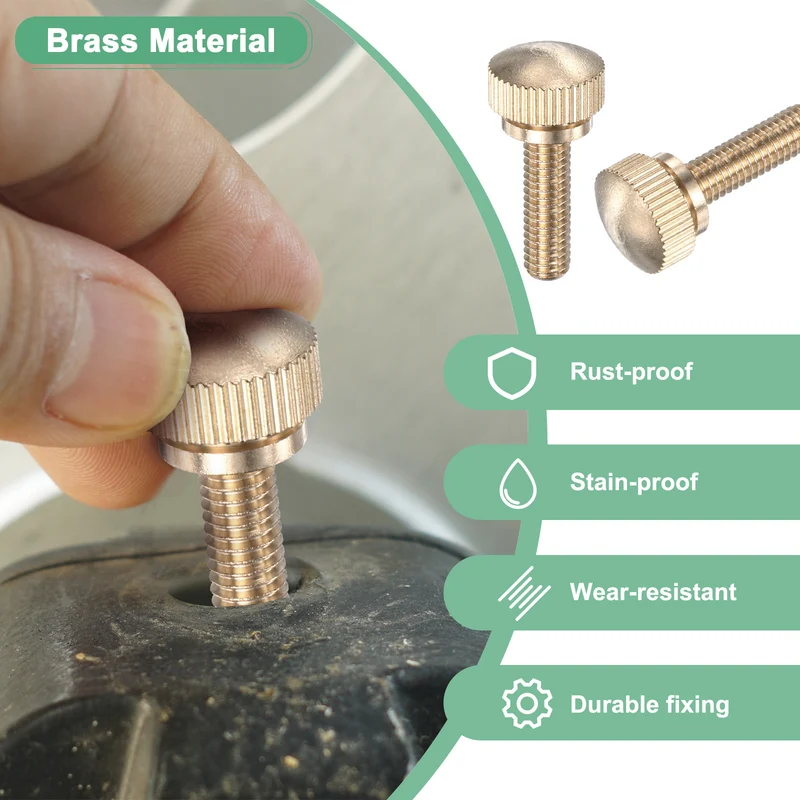 4-Pack Knurled Thumb Screws, M6x20mm Solid Brass Knobs Bolts