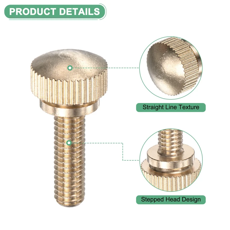 4-Pack Knurled Thumb Screws, M6x20mm Solid Brass Knobs Bolts