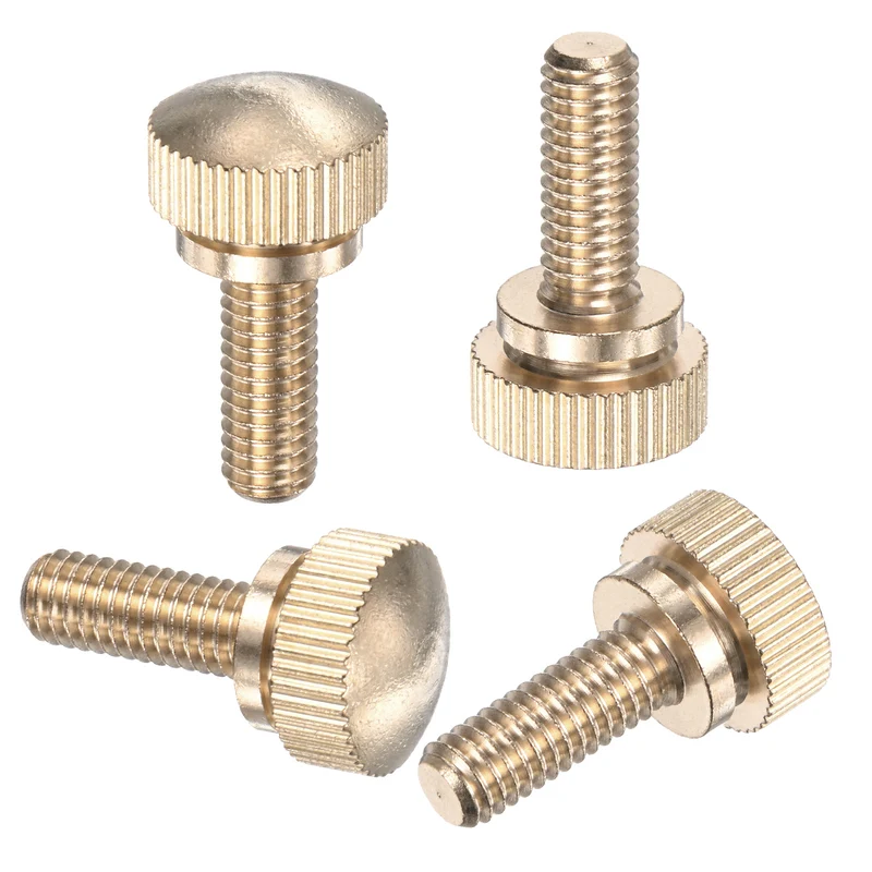 4-Pack Knurled Thumb Screws, M6x16mm Solid Brass Knobs Bolts