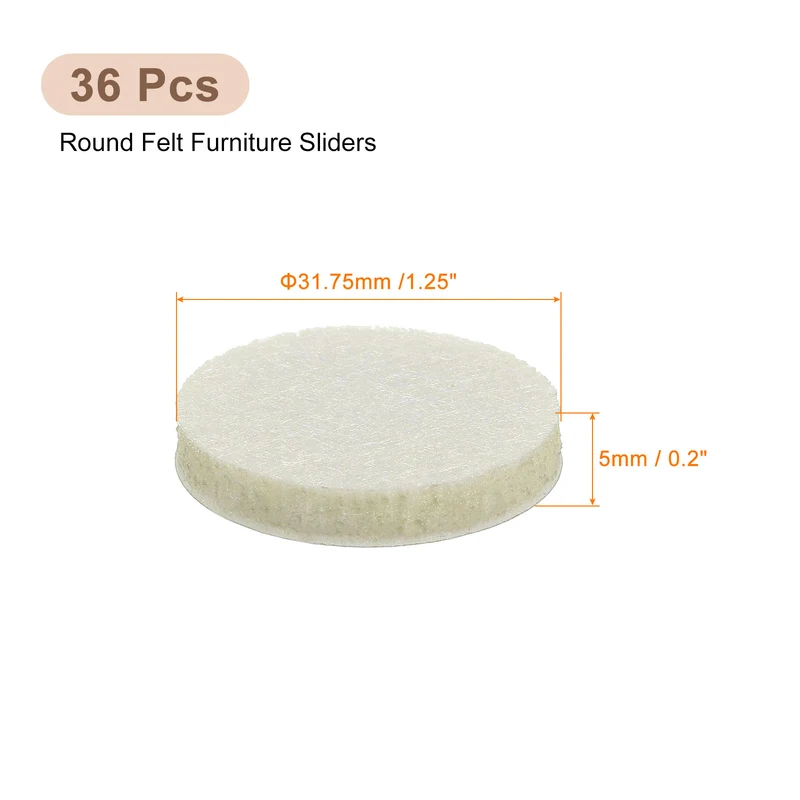 Furniture Sliders, 36Pcs 1.25" - Self Adhesive Felt Furniture Pads (Beige)