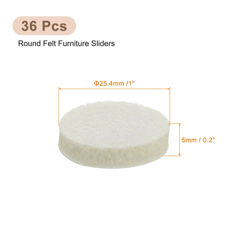 Furniture Sliders, 36Pcs 1" - Self Adhesive Felt Furniture Pads (Beige)