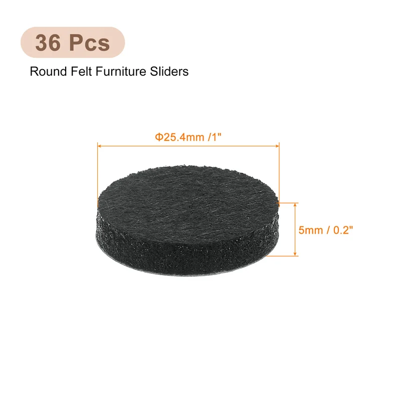 Furniture Sliders, 36Pcs 1" - Self Adhesive Felt Furniture Pads (Black)