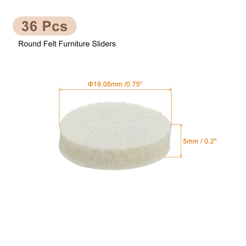 Furniture Sliders, 36Pcs 0.75" - Self Adhesive Felt Furniture Pads (Beige)