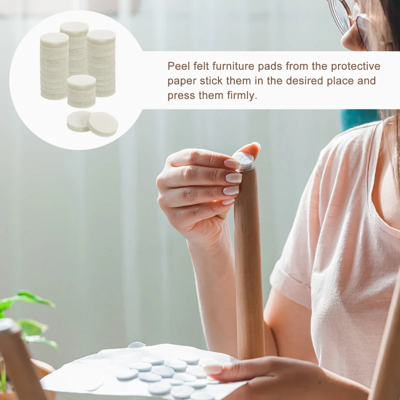 Furniture Sliders, 36Pcs 0.75" - Self Adhesive Felt Furniture Pads (Beige)