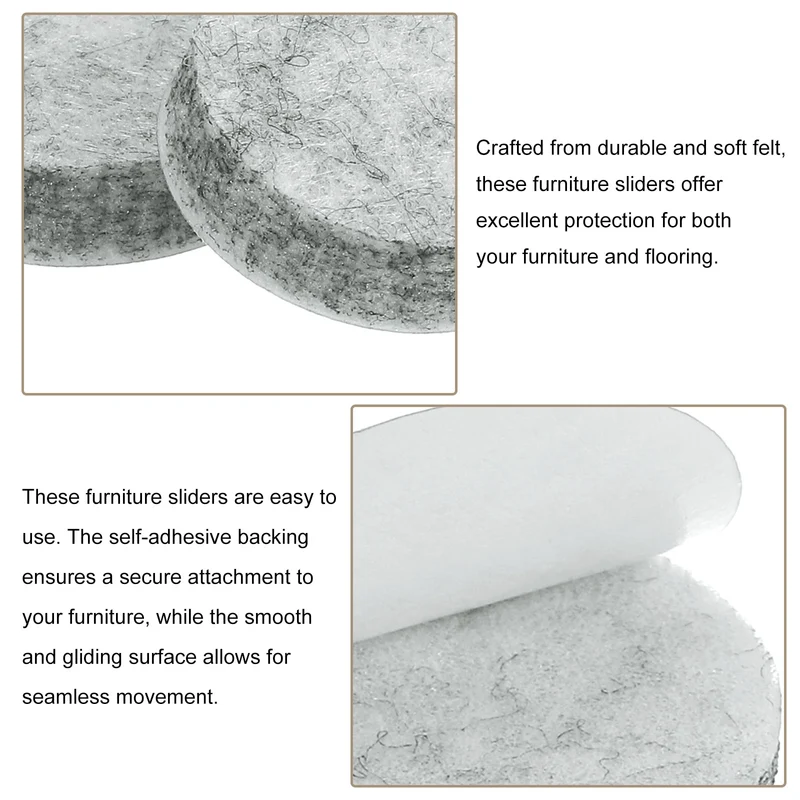 Furniture Sliders, 36Pcs 0.75" - Self Adhesive Felt Furniture Pads (Gray)