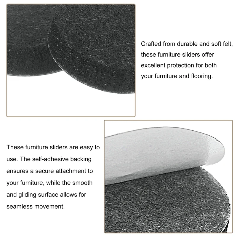 36Pcs Furniture Sliders 0.75" Self Adhesive Felt Furniture Pads (Black)
