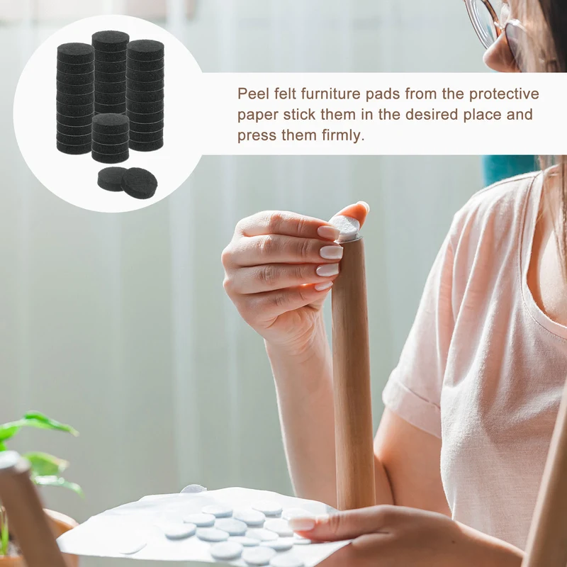 36Pcs Furniture Sliders 0.75" Self Adhesive Felt Furniture Pads (Black)