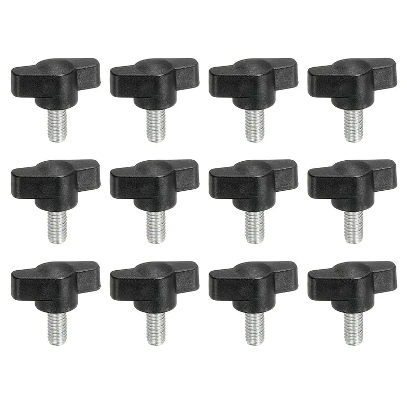 12 Pcs M6 x 12mm Tee Thumb Screws, 27mm Width Carbon Steel Tee Wing Knobs Screws