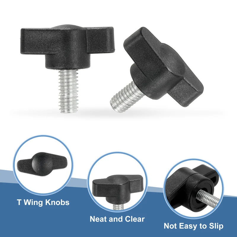 12 Pcs M6 x 12mm Tee Thumb Screws, 27mm Width Carbon Steel Tee Wing Knobs Screws