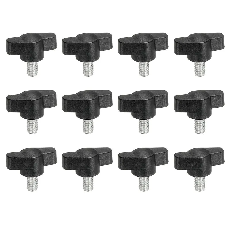 12 Pcs M6 x 10mm Tee Thumb Screws, 27mm Width Carbon Steel Tee Wing Knobs Screws