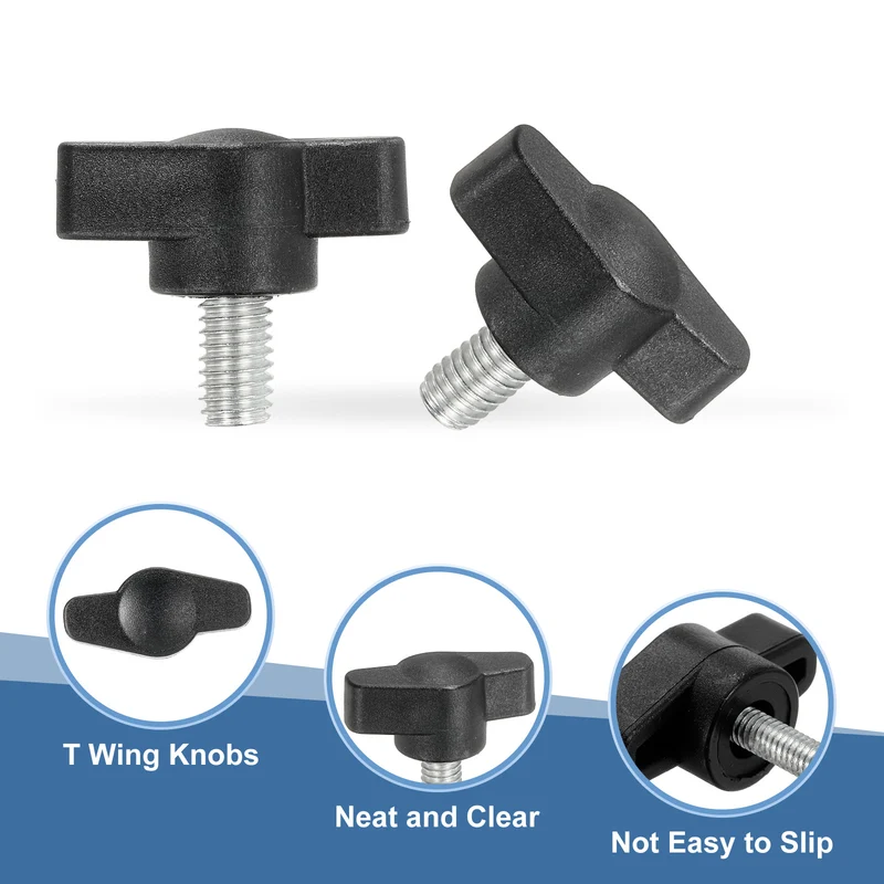 12 Pcs M6 x 10mm Tee Thumb Screws, 27mm Width Carbon Steel Tee Wing Knobs Screws
