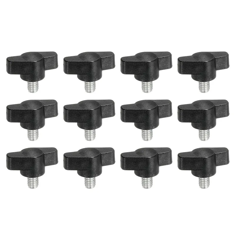 12 Pcs M6 x 8mm Tee Thumb Screws, 27mm Width Carbon Steel Tee Wing Knobs Screws
