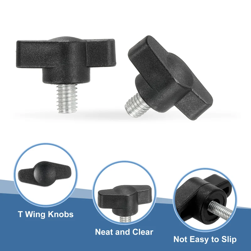 12 Pcs M6 x 8mm Tee Thumb Screws, 27mm Width Carbon Steel Tee Wing Knobs Screws