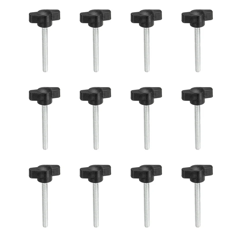 12 Pcs M5 x 45mm Tee Thumb Screws, 27mm Width Carbon Steel Tee Wing Knobs Screws