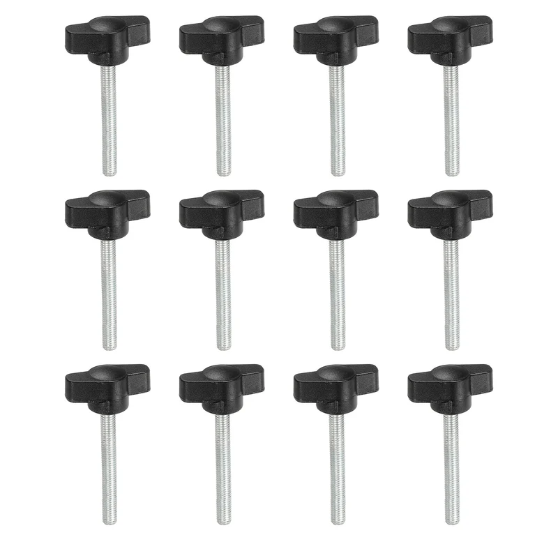 12 Pcs M5 x 40mm Tee Thumb Screws, 27mm Width Carbon Steel Tee Wing Knobs Screws