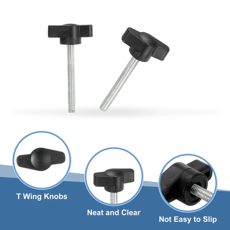 12 Pcs M5 x 40mm Tee Thumb Screws, 27mm Width Carbon Steel Tee Wing Knobs Screws