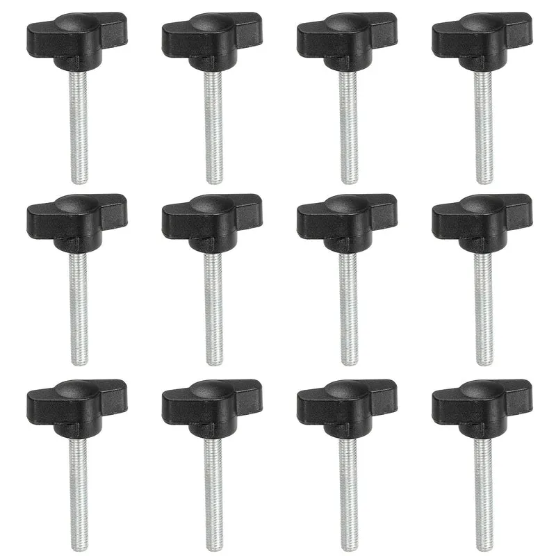 12 Pcs M5 x 27mm Tee Thumb Screws, 27mm Width Carbon Steel Tee Wing Knobs Screws