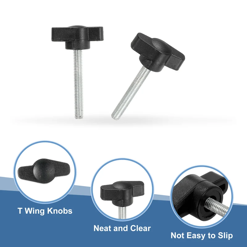 12 Pcs M5 x 27mm Tee Thumb Screws, 27mm Width Carbon Steel Tee Wing Knobs Screws