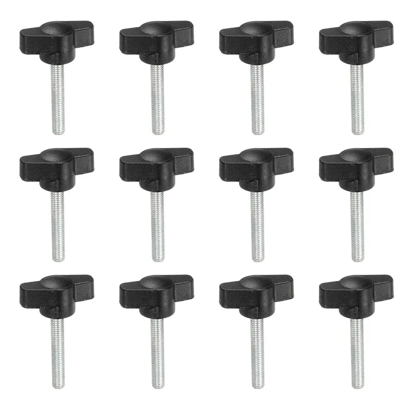 12 Pcs M5 x 30mm Tee Thumb Screws, 27mm Width Carbon Steel Tee Wing Knobs Screws