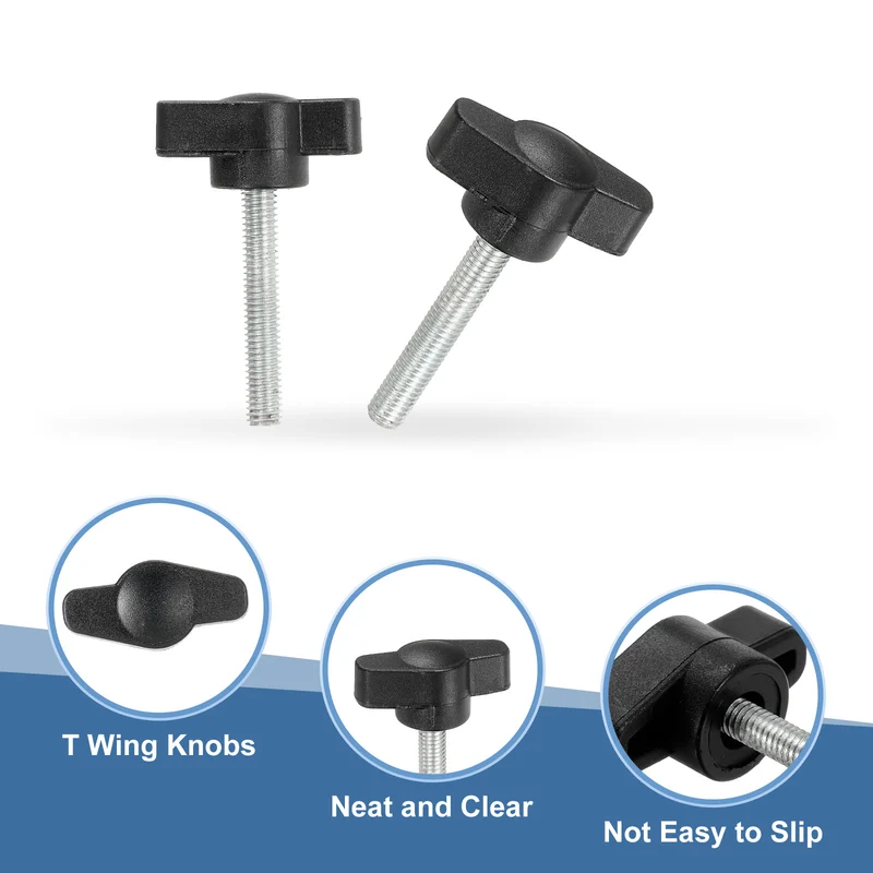 12 Pcs M5 x 30mm Tee Thumb Screws, 27mm Width Carbon Steel Tee Wing Knobs Screws