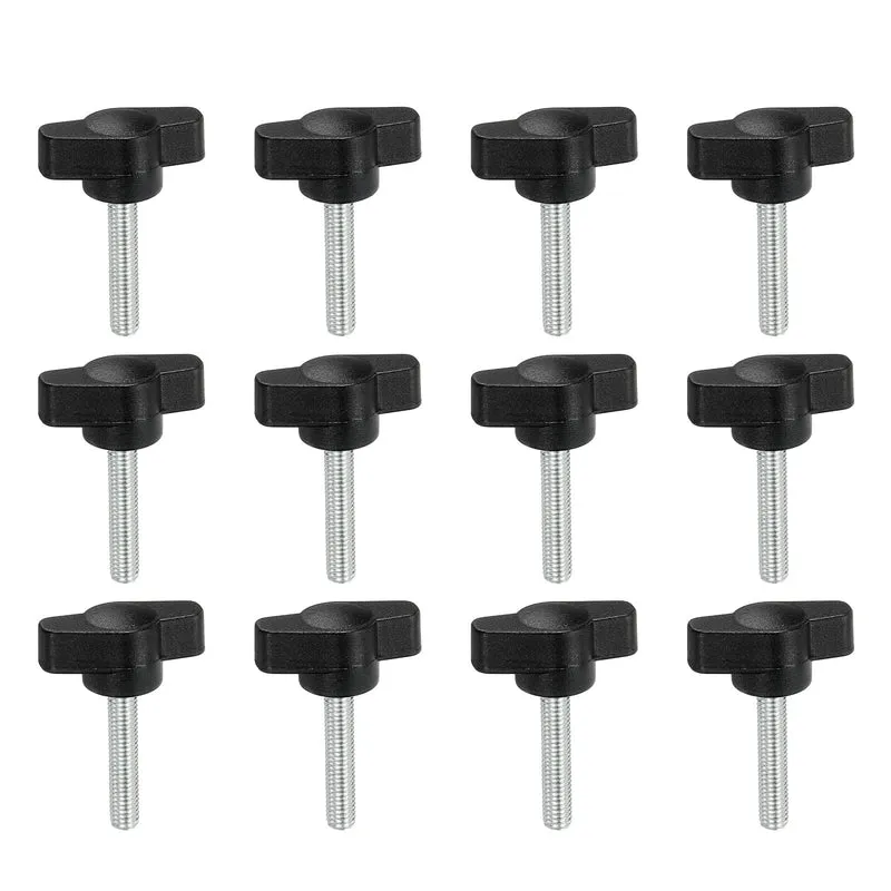 12 Pcs M5 x 25mm Tee Thumb Screws, 27mm Width Carbon Steel Tee Wing Knobs Screws