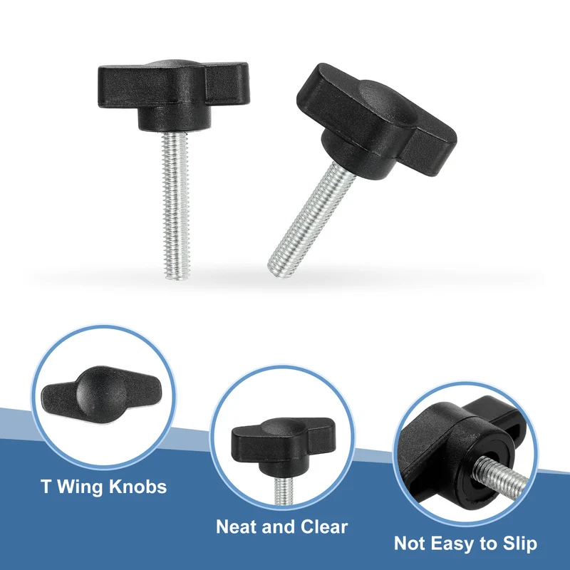12 Pcs M5 x 25mm Tee Thumb Screws, 27mm Width Carbon Steel Tee Wing Knobs Screws