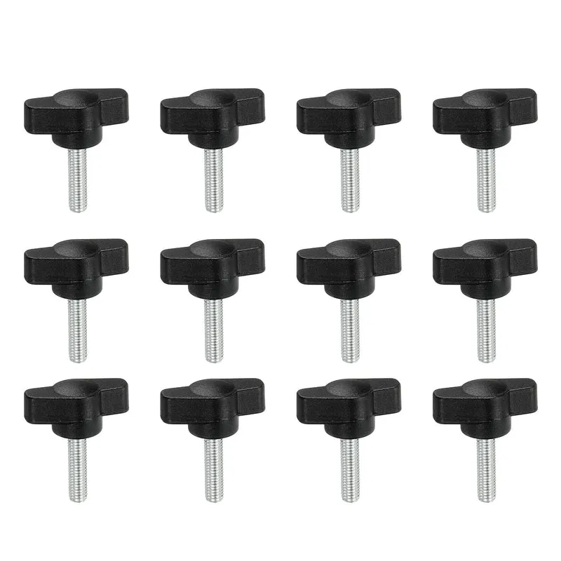 12 Pcs M5 x 20mm Tee Thumb Screws, 27mm Width Carbon Steel Tee Wing Knobs Screws