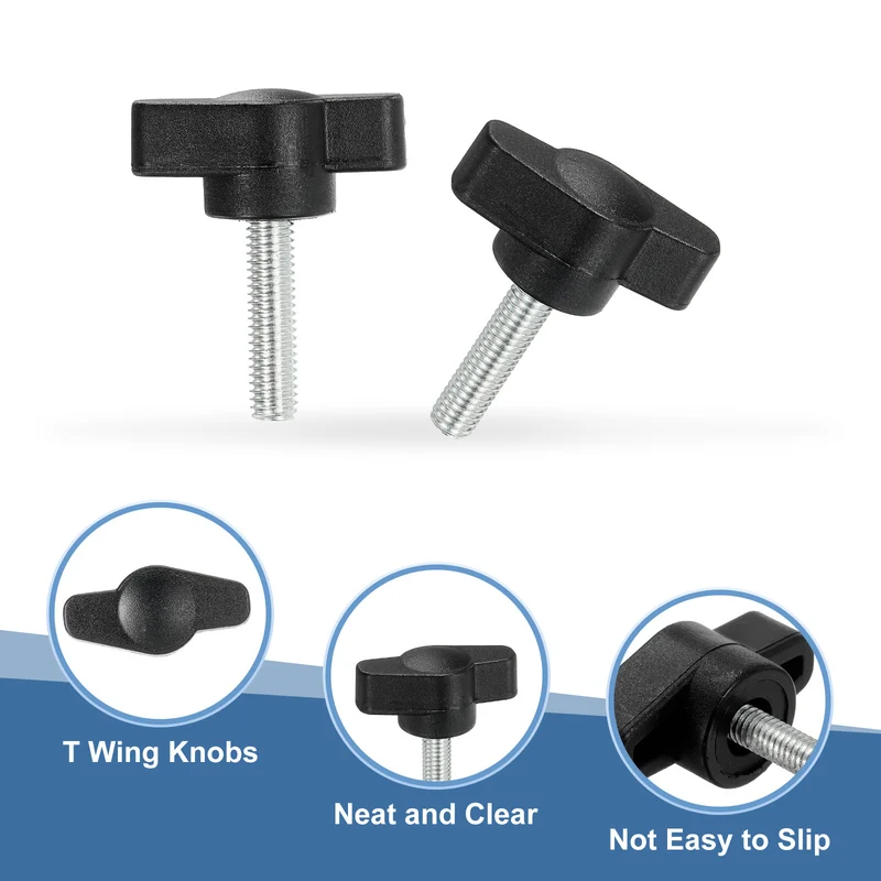 12 Pcs M5 x 20mm Tee Thumb Screws, 27mm Width Carbon Steel Tee Wing Knobs Screws
