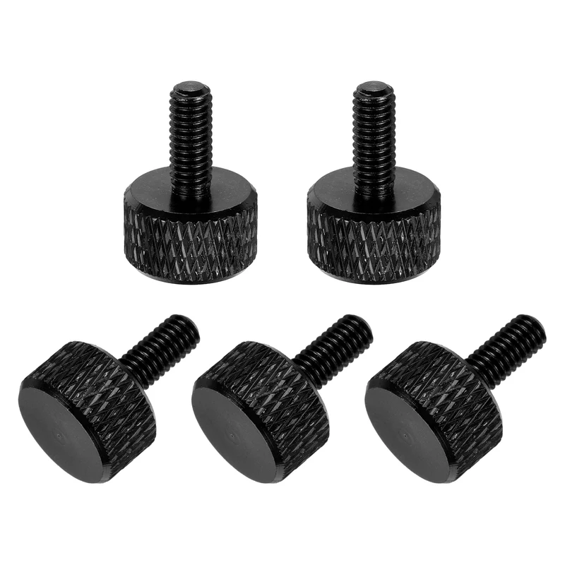 5Pcs M4x10mm Flat Head Knurled Thumb Screws for Graphics Card Black