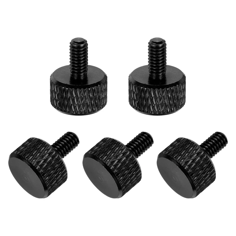 5Pcs M4x8mm Flat Head Knurled Thumb Screws for Graphics Card Black